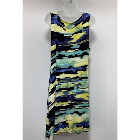 Apt. 9 Geometric Sleeveless Midi-Dress Black Purple Yellow Women’s Size 1X - Picture 3 of 8